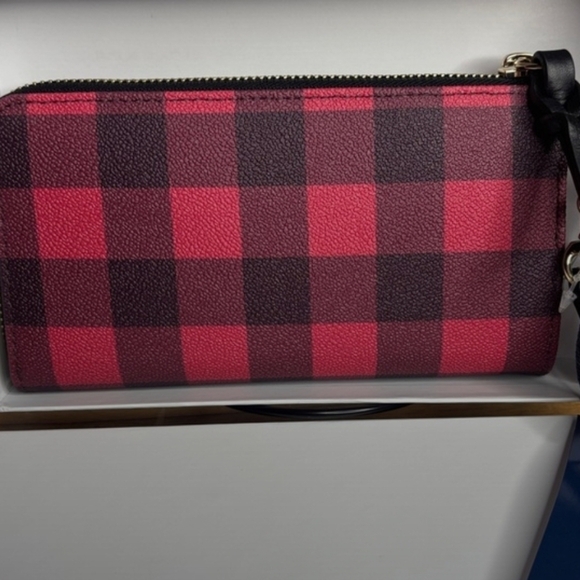 Dooney & Bourke Red Buffalo Plaid Zip Wristlet - Picture 2 of 9